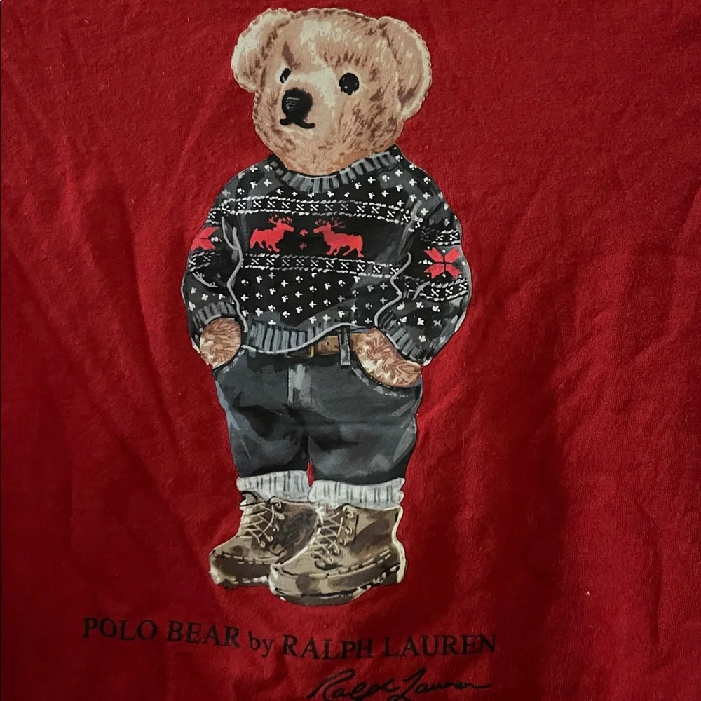 Ralph Lauren Kids Red Tee with Polo Bear Large girls